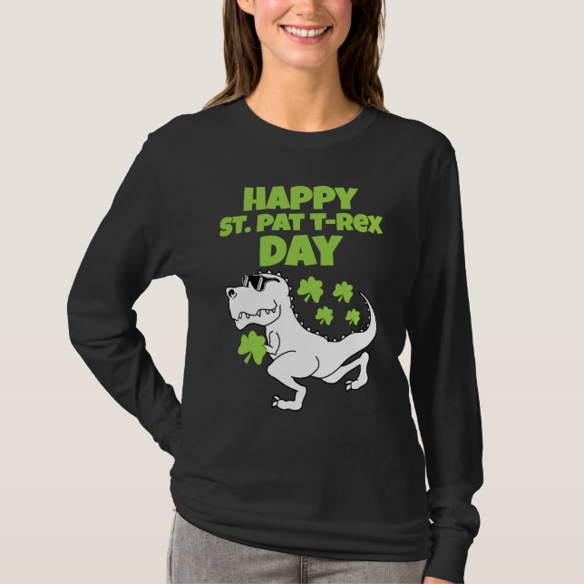 Camiseta Happy St Patricks T Rex Day Women Men Boy Girl Kid (Anverso)