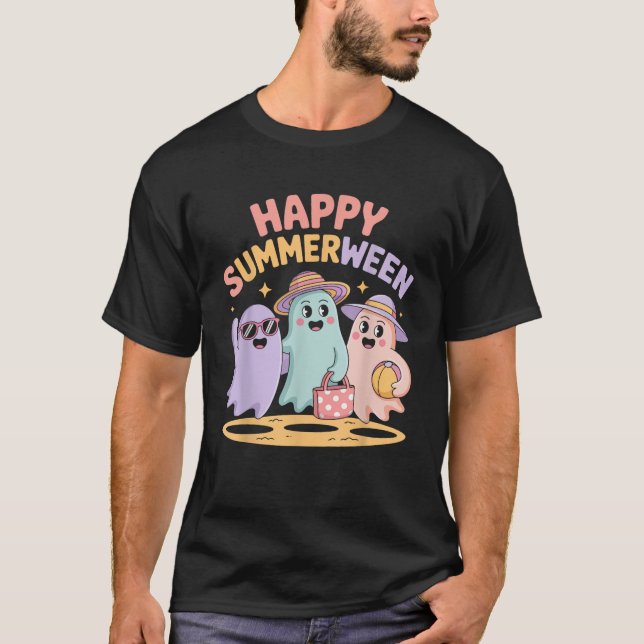 Camiseta Happy Summerween Ghosts Vibes Fun Halloween  (Anverso)