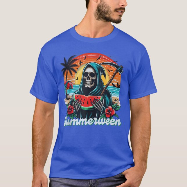 Camiseta Happy Summerween Grim Reaper Watermelon Summer Hal (Anverso)