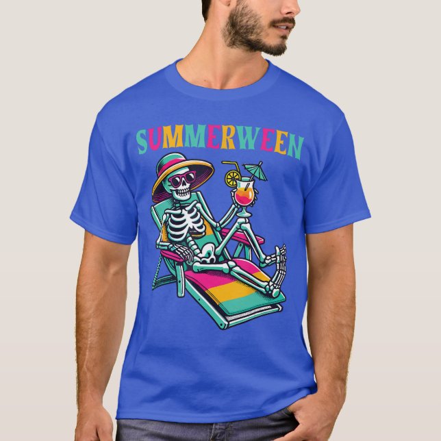 Camiseta Happy Summerween Summer Halloween Skeleton for Men (Anverso)
