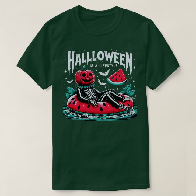 Camiseta Happy Summerween Summer Watermelon Halloween es un (Diseño del anverso)
