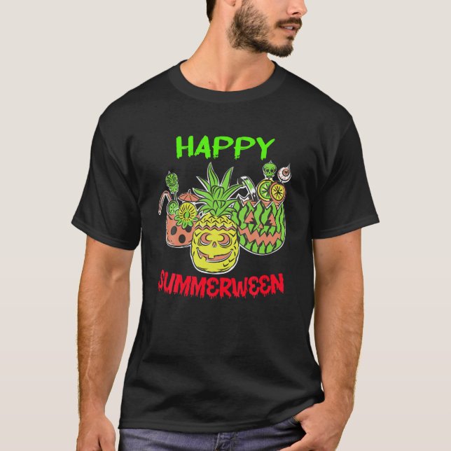 Camiseta Happy Summerween Summer Watermelon Halloween Pool (Anverso)