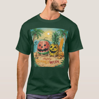 Camiseta Happy Summerween Watermelon Pineapple Beach Vibes 