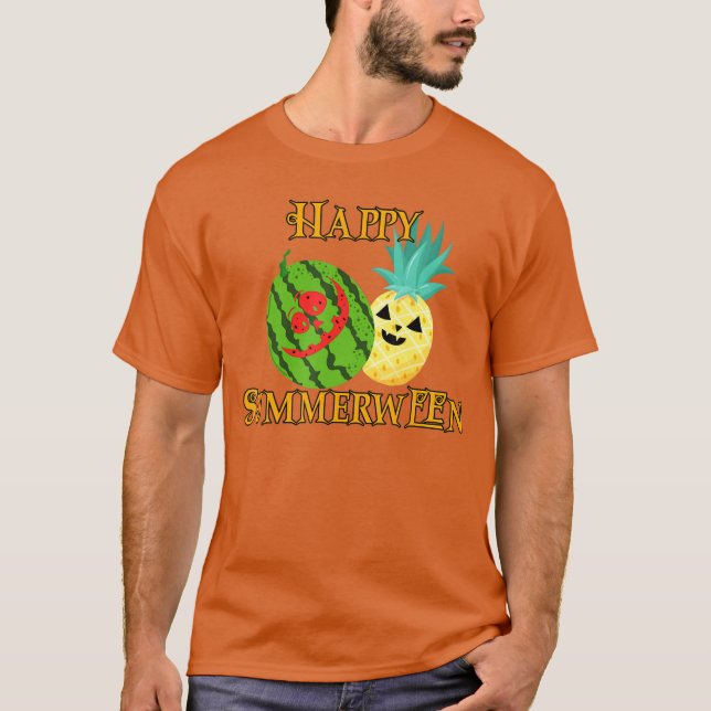 Camiseta Happy Summerween Watermelon Summer Pineapple Hallo (Anverso)