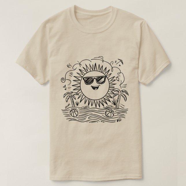 Camiseta Happy Sun Beach Scene (Diseño del anverso)