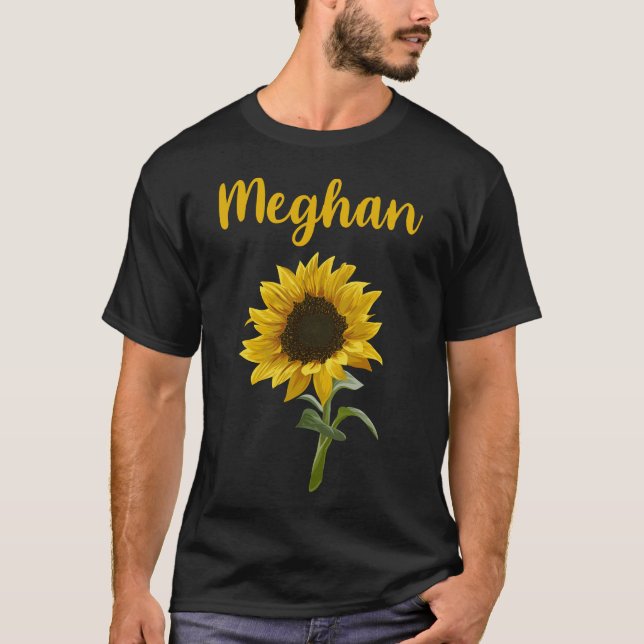 Camiseta Happy Sunflower - Nombre Meghan (Anverso)