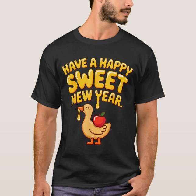 Camiseta Happy Sweet New Year Goose Cookie Rosh Hashanah  (Anverso)