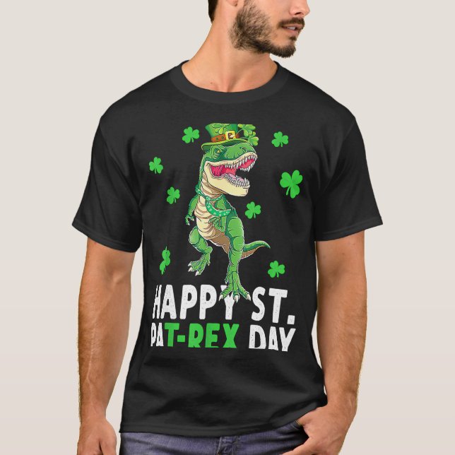 Camiseta Happy T Rex Dinosaur Saint Patrick's Day For Boys  (Anverso)