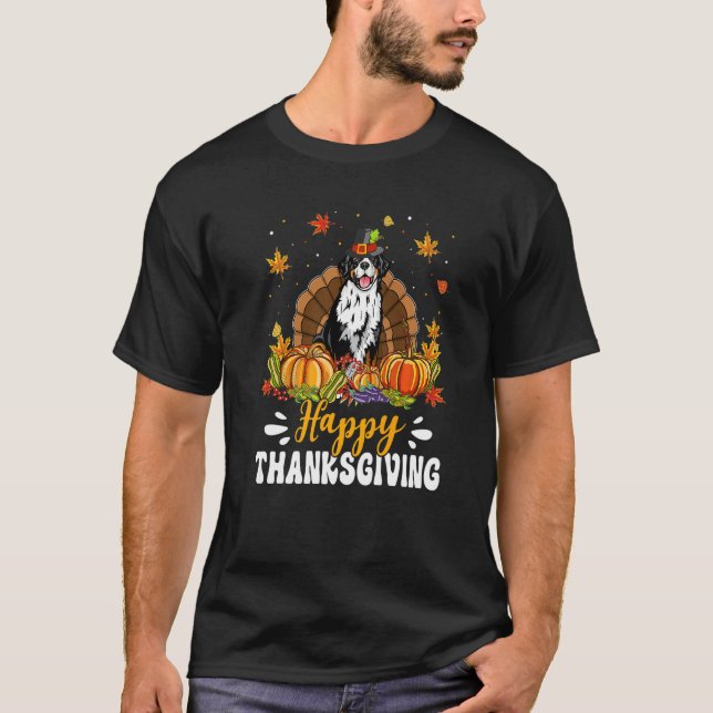 Camiseta Happy Thanksgiving Bernese Mountain Dog Turkey Pum (Anverso)