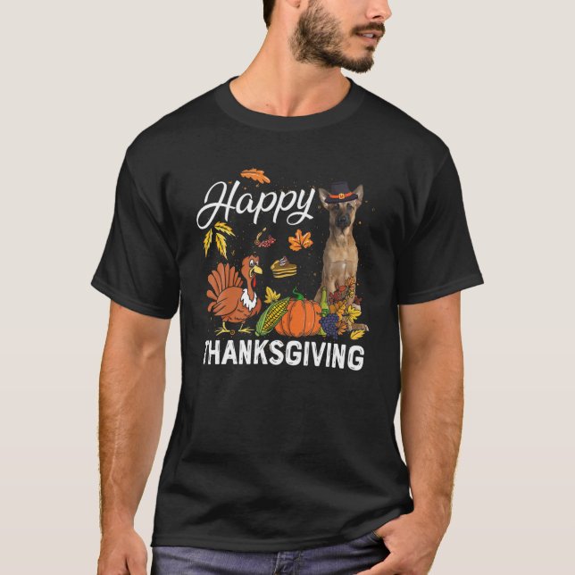 Camiseta Happy Thanksgiving Cute Belgian Malinois Turkey Pu (Anverso)