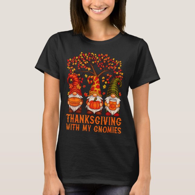 Camiseta Happy Thanksgiving Cute Gnomes Pumpkin Autumn Leav (Anverso)