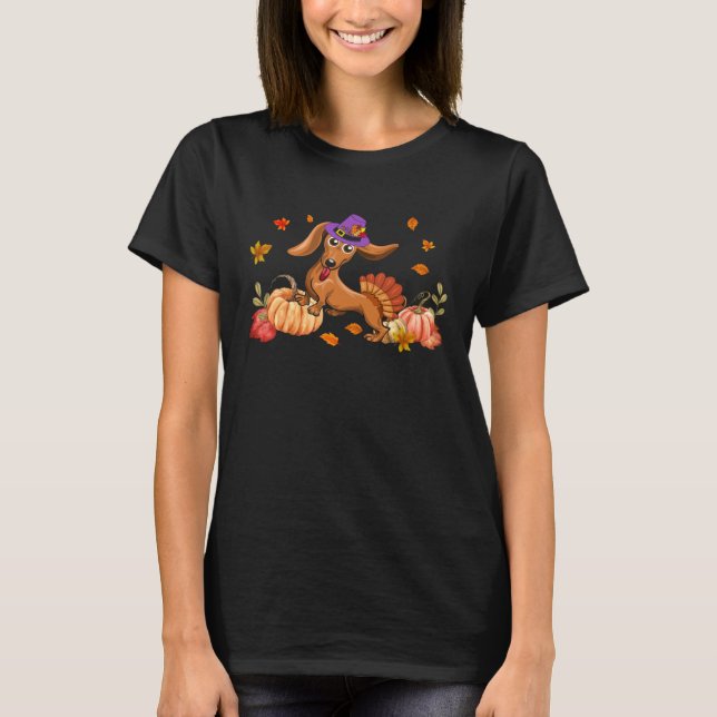 Camiseta Happy Thanksgiving Dachshund Dog  Turkey Day Costu (Anverso)