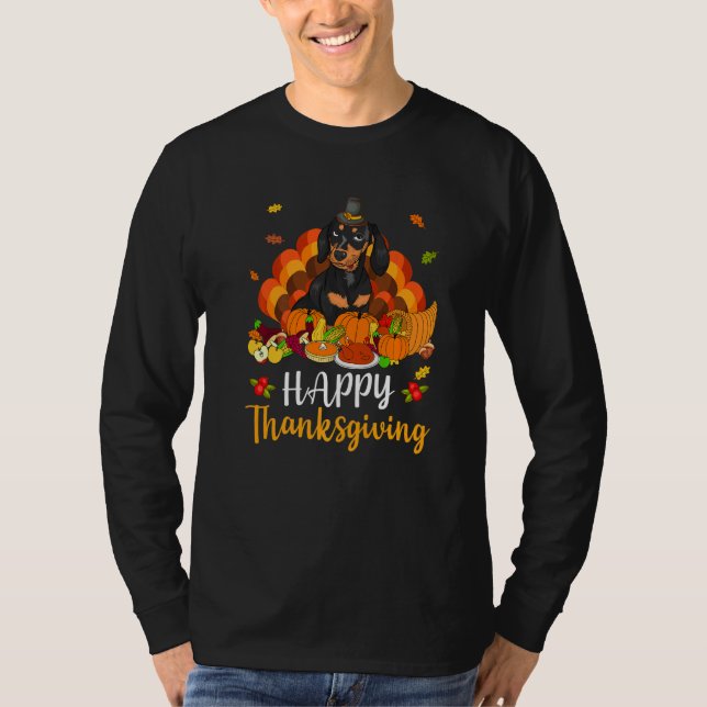 Camiseta Happy Thanksgiving Dachshund Dog Turkey Pet (Anverso)