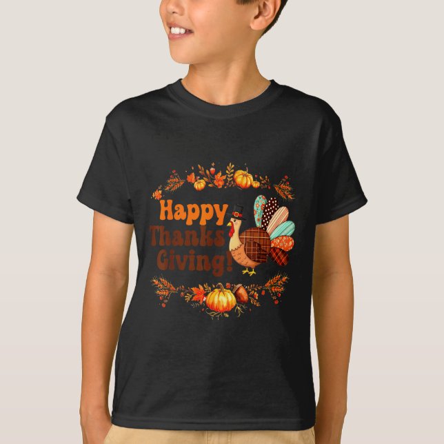 Camiseta Happy Thanksgiving For Turkey Day Family Dinner Me (Anverso)