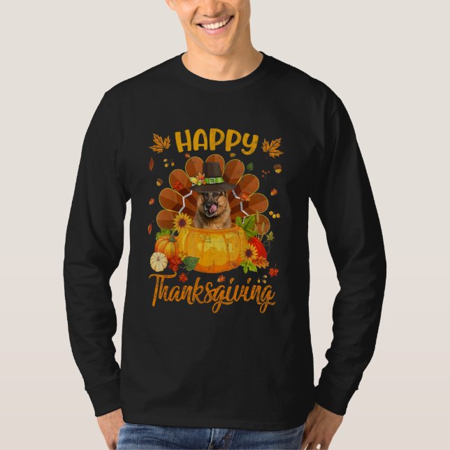 Camiseta Happy Thanksgiving German Shepherd Dog Turkey Pump (Anverso)