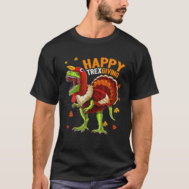 Camiseta Happy Thanksgiving T Rex Dinosaur Turkey Costume B (Anverso)
