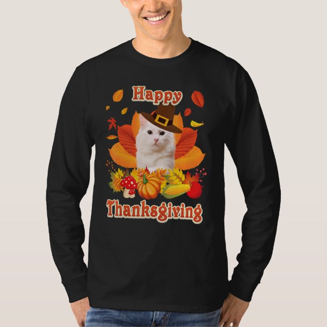 Camiseta Happy Thanksgiving Turkish Angora Cat I'm Thankful (Anverso)