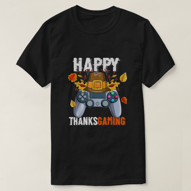 Camiseta Happy Thanksgiving Video Game Controller Pilgrim C (Diseño del anverso)