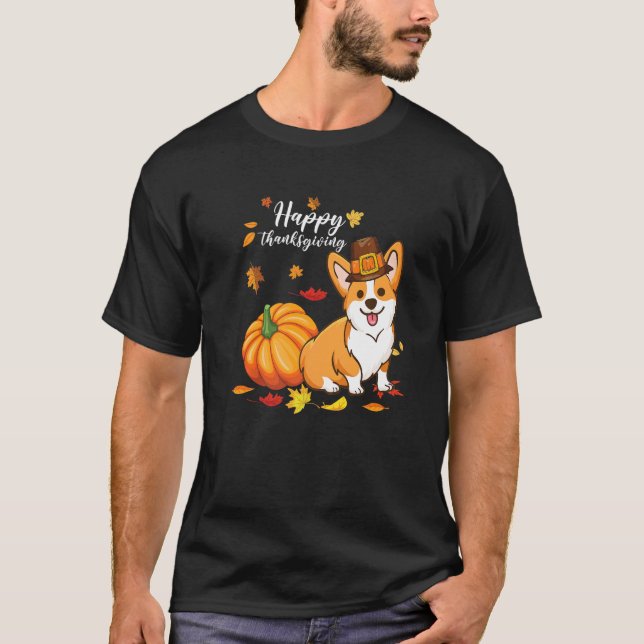 Camiseta Happy Thanksgiving Welsh Corgi Autumn Fall Thanksg (Anverso)