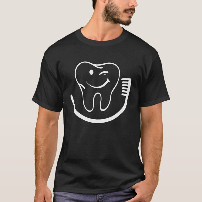 Camiseta Happy Tooth Toothbrush Dentist Assistant Hygienist (Anverso)