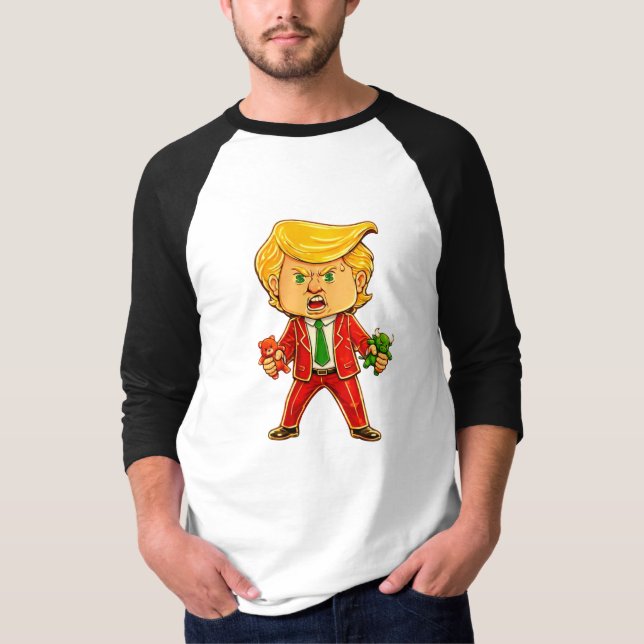 Camiseta Happy Trump Funny Trump Bull Bear Trump Meme Chibi (Anverso)