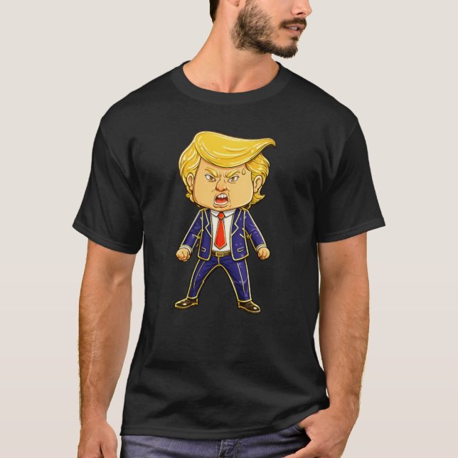 Camiseta Happy Trump Lapel Pin Meme Angry Trump Pop Art (Anverso)