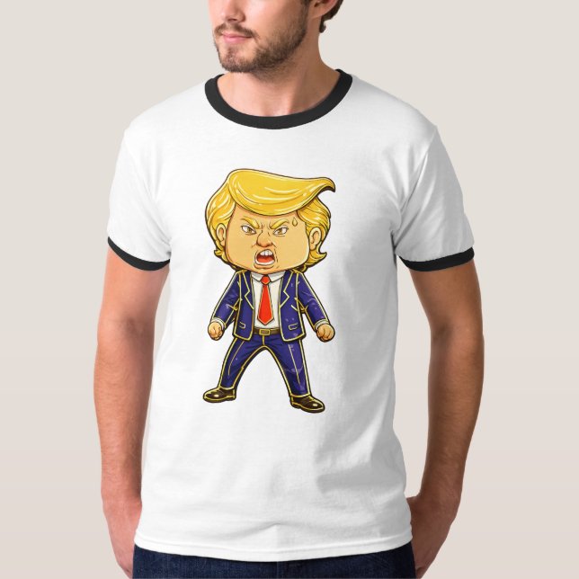 Camiseta Happy Trump Lapel Pin Meme Angry Trump Pop Art (Anverso)
