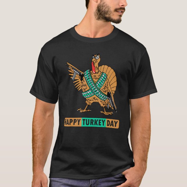 Camiseta Happy Turkey Day  Cute Little Pilgrim Thanksgiving (Anverso)