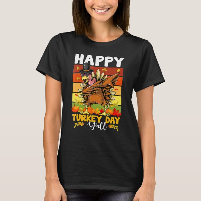 Camiseta HAPPY TURKEY DAY Dabbing Thanksgiving Day Boys Gir (Anverso)