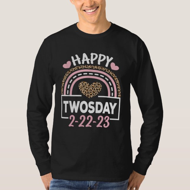 Camiseta Happy Twosday 2023  Pink Leopard Twos Day 22223 (Anverso)