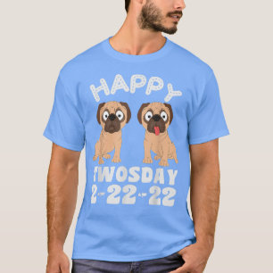 Camiseta Happy Twosday 2222022 pug dog Dos amantes del Bull