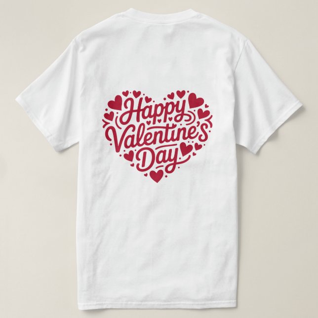 Camiseta Happy Valentine’s Day Heart Typography – Red Love  (Reverso del diseño)