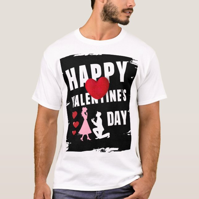 Camiseta Happy Valentine’s Day Matching Couples Outfit Tee (Anverso)