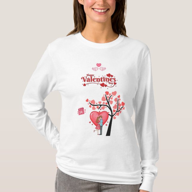 Camiseta Happy Valentine’s Day – Romantic Couple (Anverso)