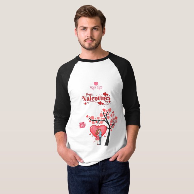Camiseta Happy Valentine’s Day – Romantic Couple  (Anverso completo)
