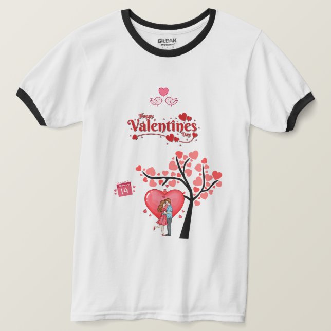 Camiseta Happy Valentine’s Day – Romantic Couple  (Anverso del diseño)