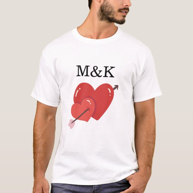 Camiseta Happy valentines cute love hearts monogram  (Anverso)