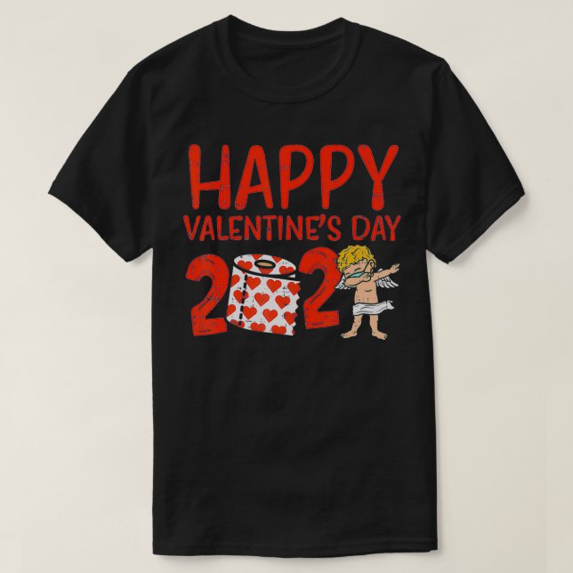 Camiseta Happy Valentines Day 2021 Cupid Face Mask Quaranti (Diseño del anverso)