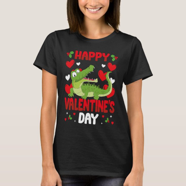Camiseta Happy Valentines Day Alligators Heart Love Animal (Anverso)
