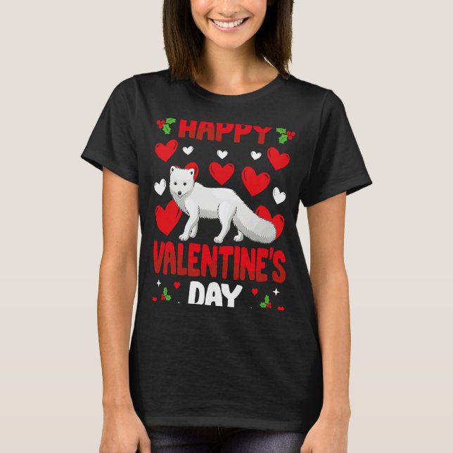 Camiseta Happy Valentines Day Arctic Foxes Heart Love Anima (Anverso)