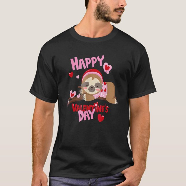 Camiseta Happy Valentines Day Baby Sloth For Boys And Girls (Anverso)