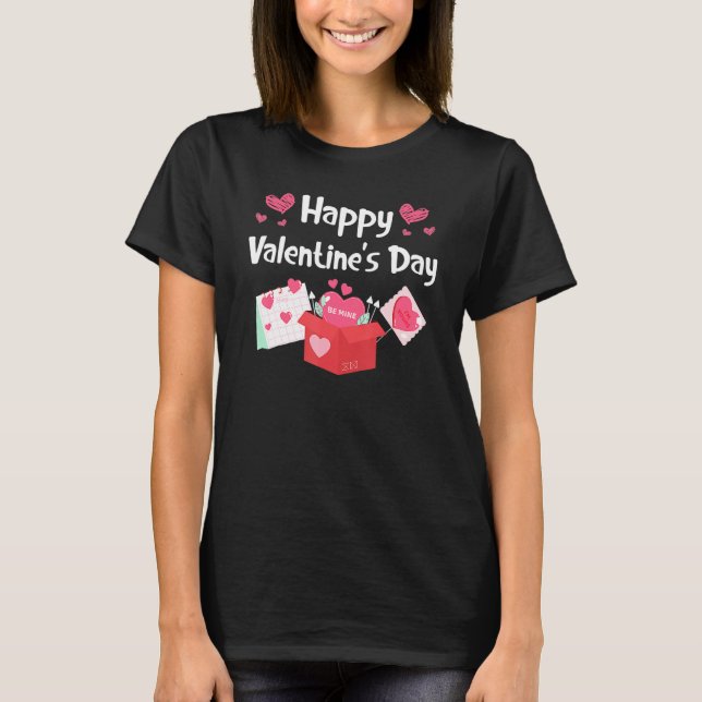 Camiseta Happy Valentines Day Be Mine Cute Hearts V Day Paj (Anverso)