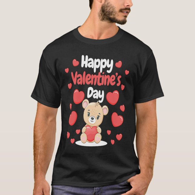 Camiseta Happy Valentine's Day Bear Hearts Love Heart Coupl (Anverso)