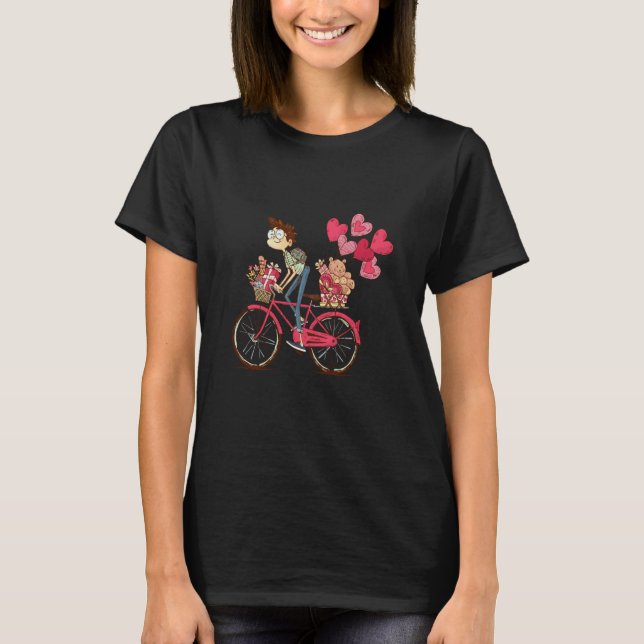Camiseta Happy Valentines Day Bicycle Lovely Relationship F (Anverso)