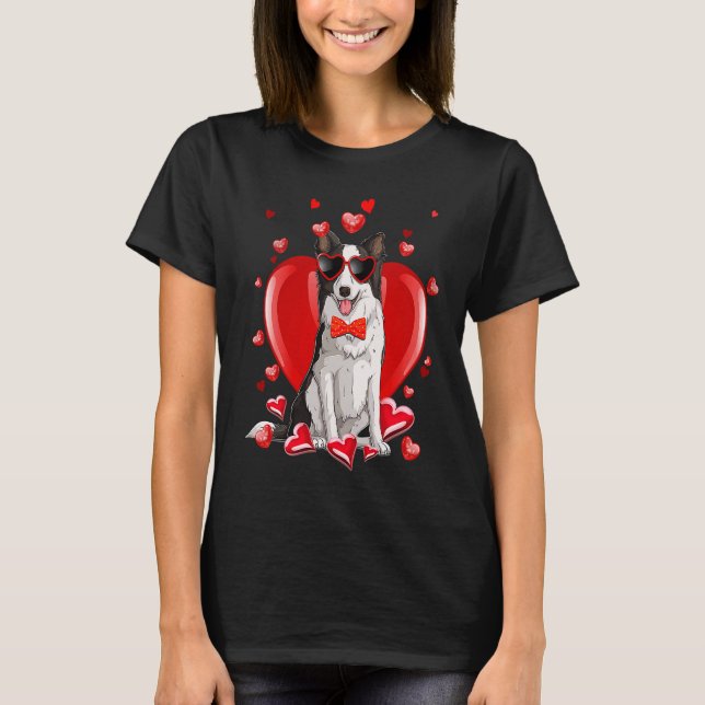 Camiseta Happy Valentines Day Border Collie   Dog (Anverso)