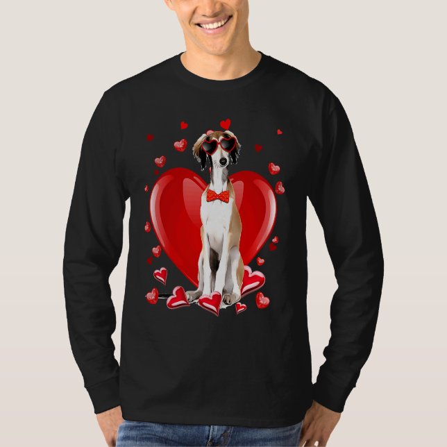 Camiseta Happy Valentines Day Borzoi   Dog  V Day (Anverso)
