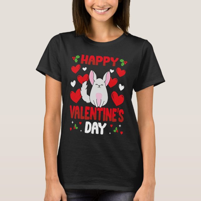 Camiseta Happy Valentines Day Chinchilla Heart Love Animal (Anverso)