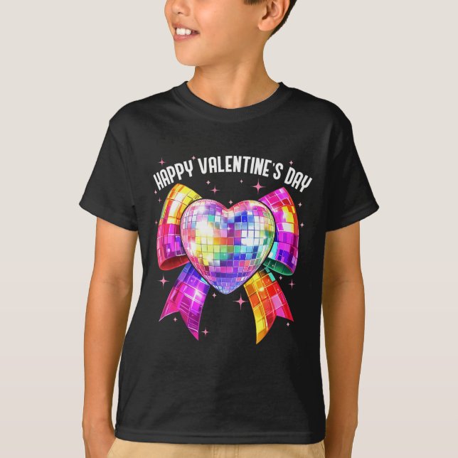 Camiseta Happy Valentine's Day Coquette Disco Ball Heart Gi (Anverso)
