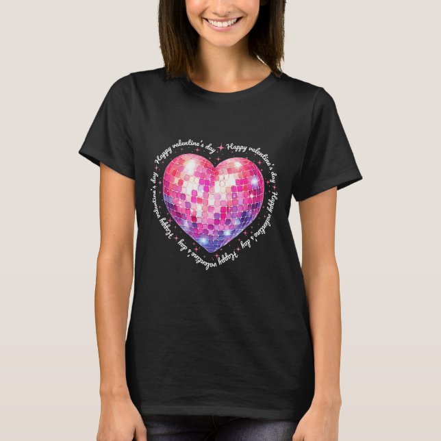 Camiseta Happy Valentine's Day Coquette Nk Disco Ball Heart (Anverso)