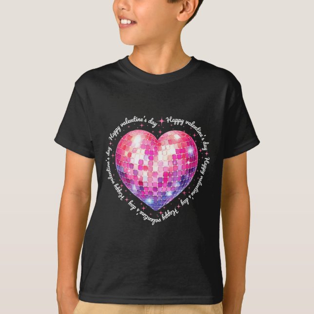 Camiseta Happy Valentine's Day Coquette Nk Disco Ball Heart (Anverso)